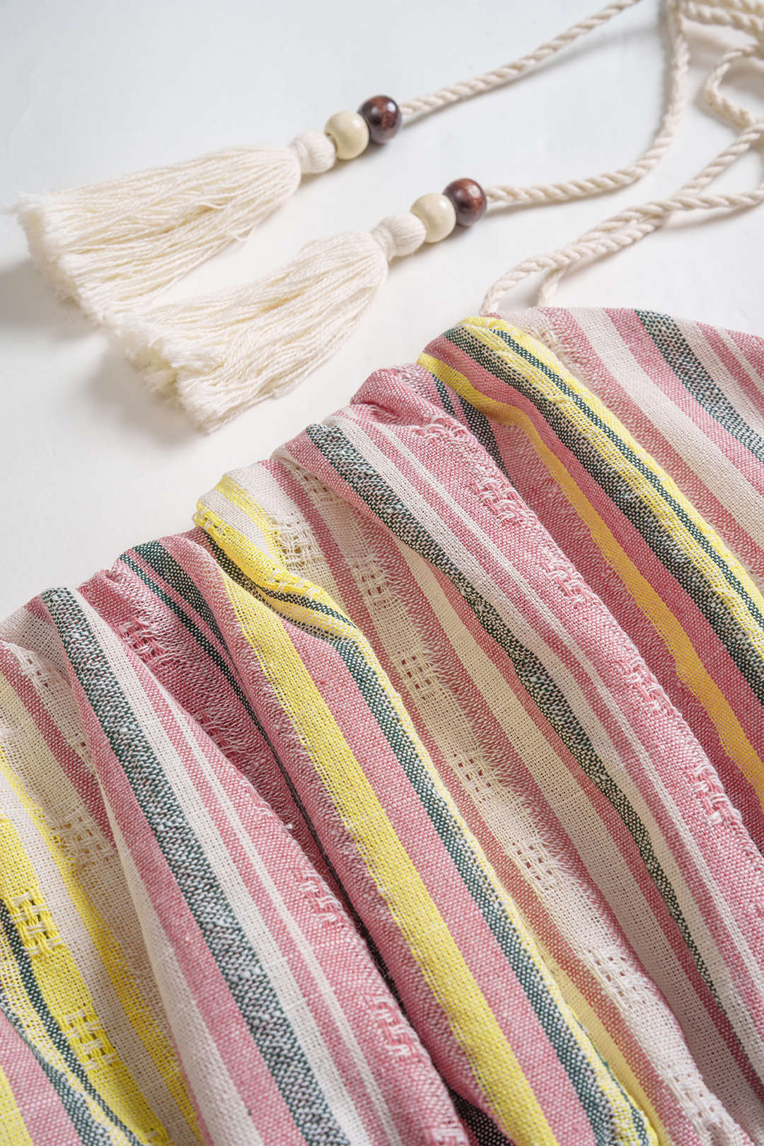 Retro Stripes Print Ruched Patchwork Slip Sleeveless Maxi Dress