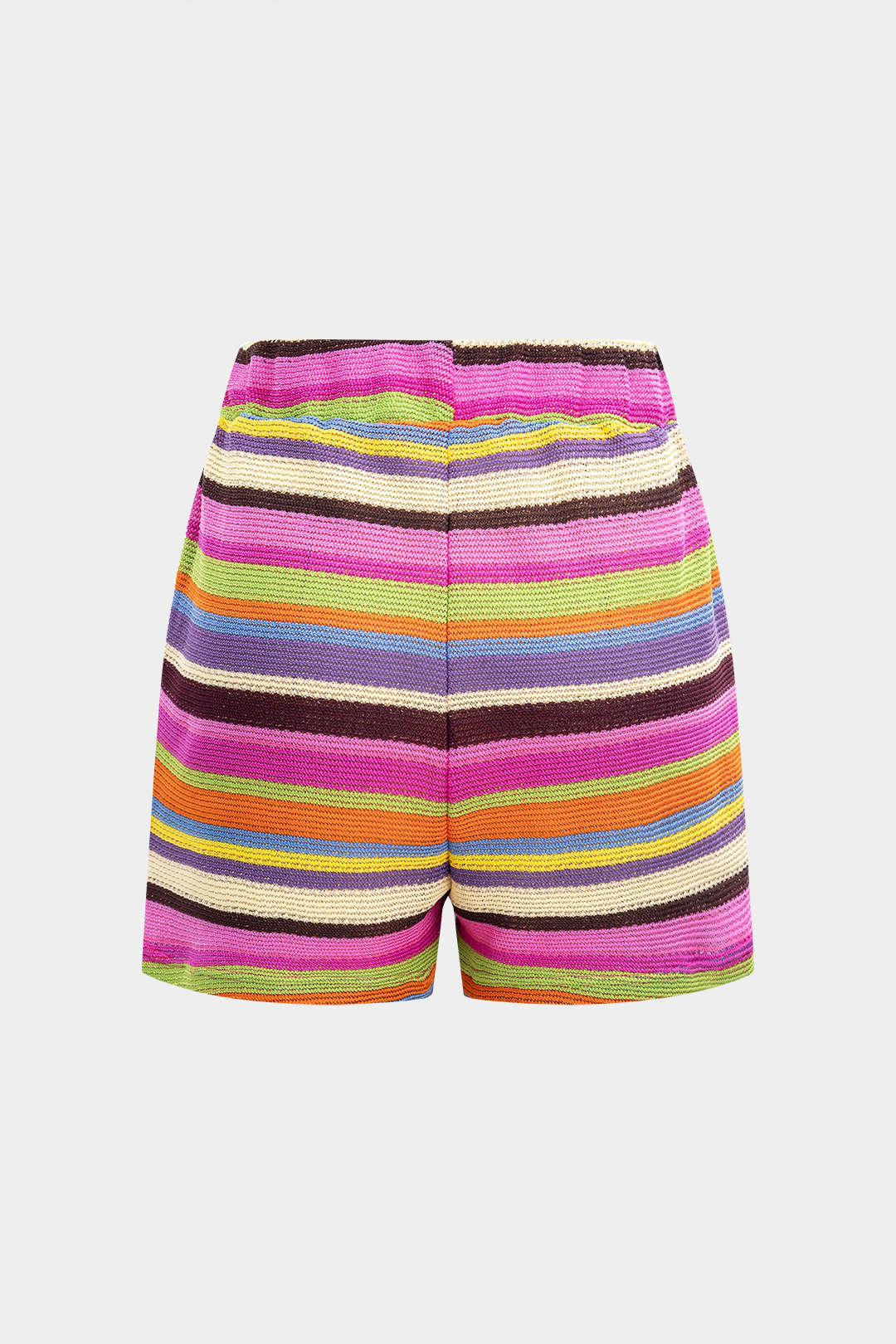 Knit Contrast V-Neck Top And Drawstring Shorts Set