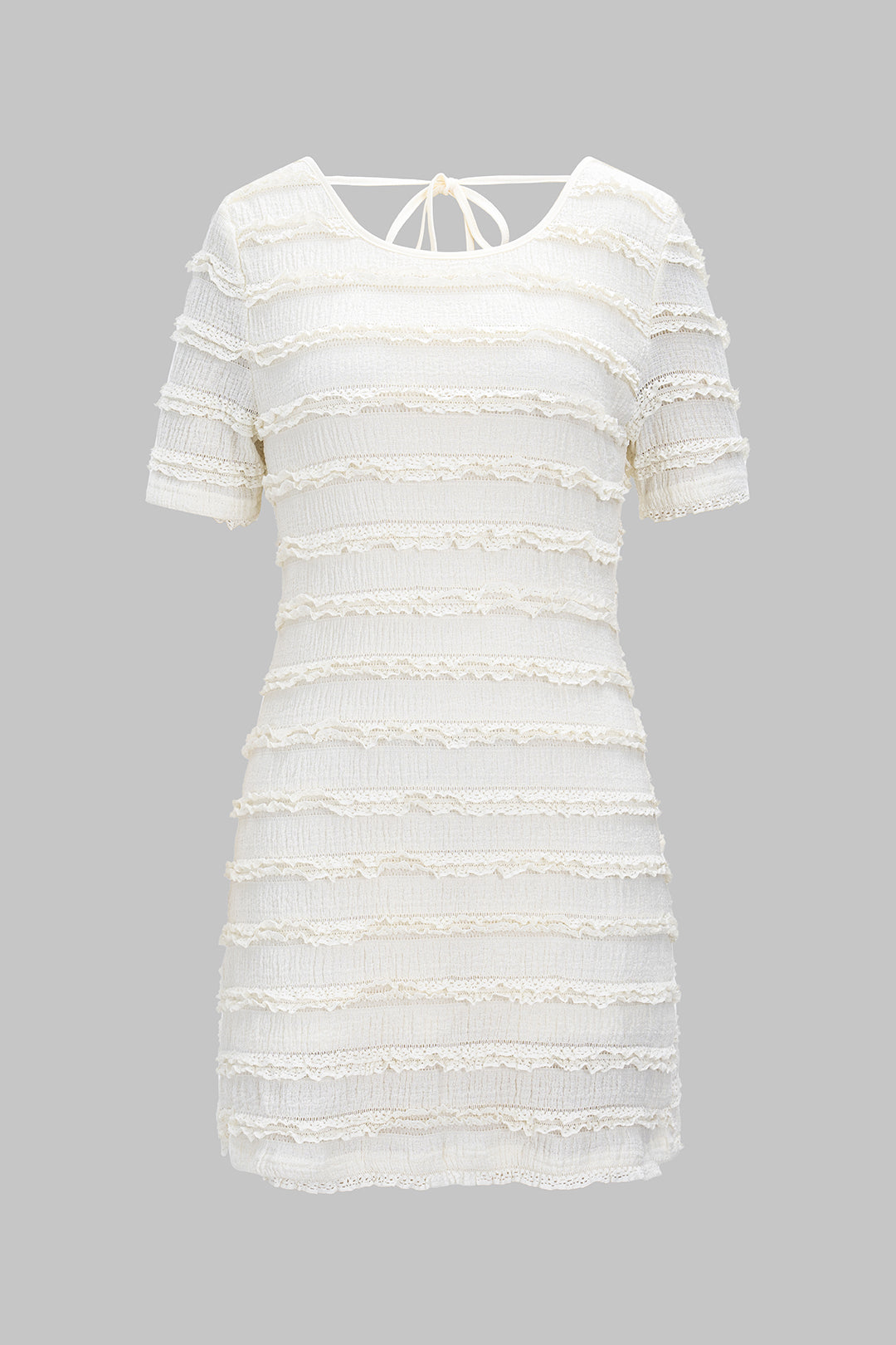 Backless Ruffle Short Sleeve Mini Dress