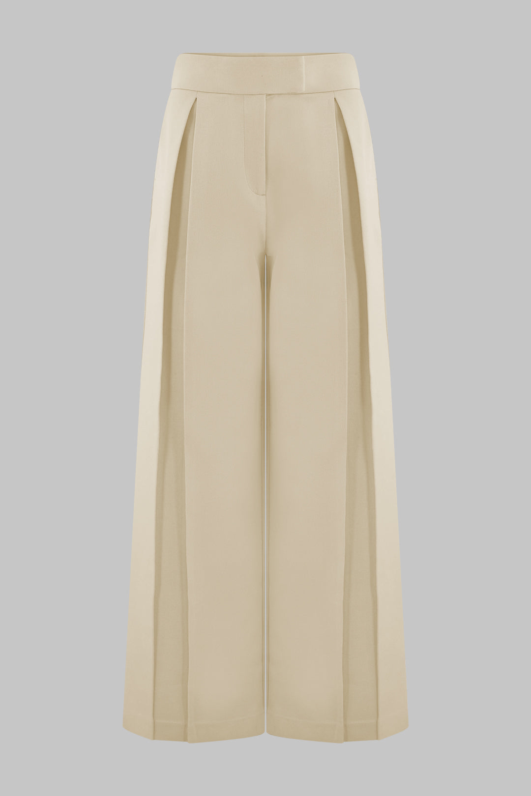 Solid High Waist Ruched Trousers