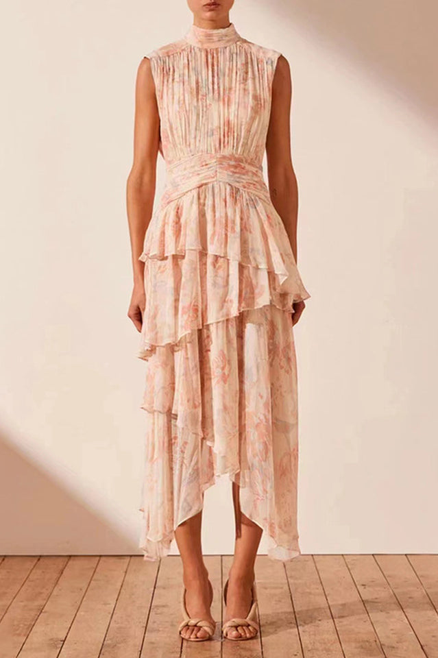 Faye Sleeveless Ruched Midi Dress