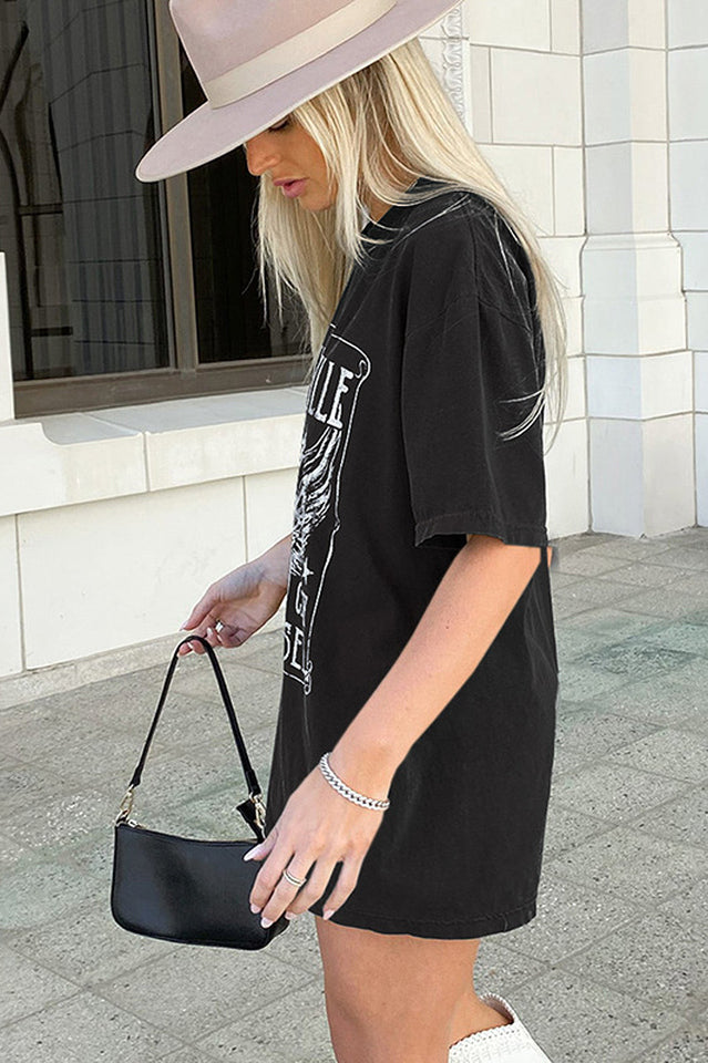 Guitar Slogan Letter Graphic Tee