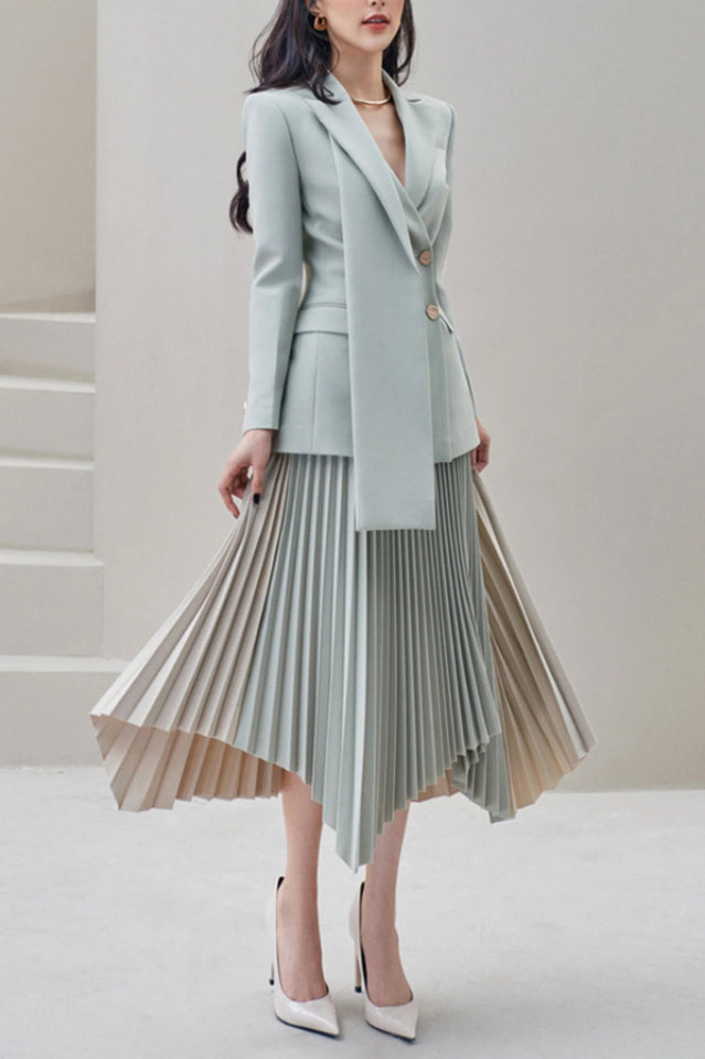 Blaire Gray Ruched Blazer Set
