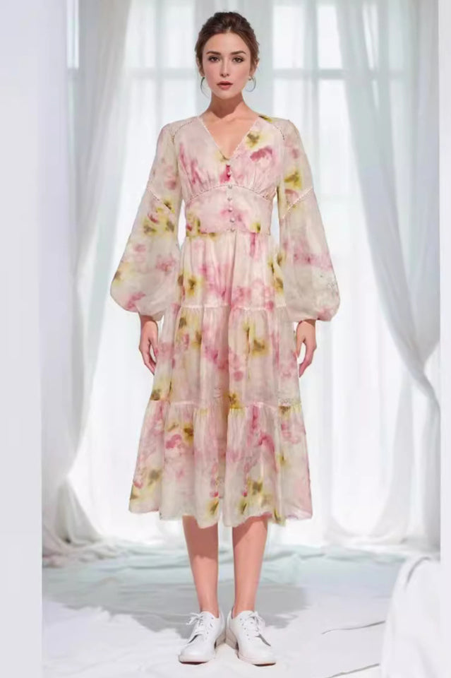 Elegant Floral Tea Dress