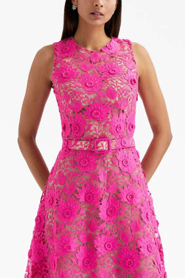 Ariza Rose Embroidery Midi Dress