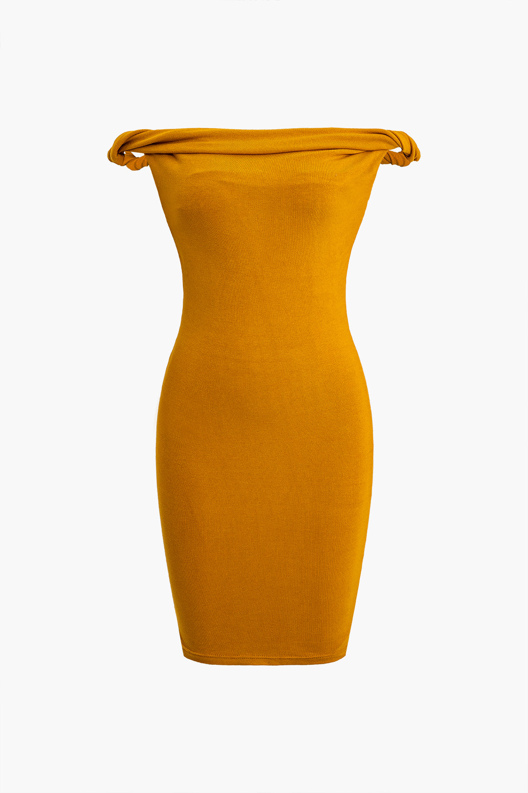 Asymmetrical Shoulder Twist Knot Sleeveless Mini Dress