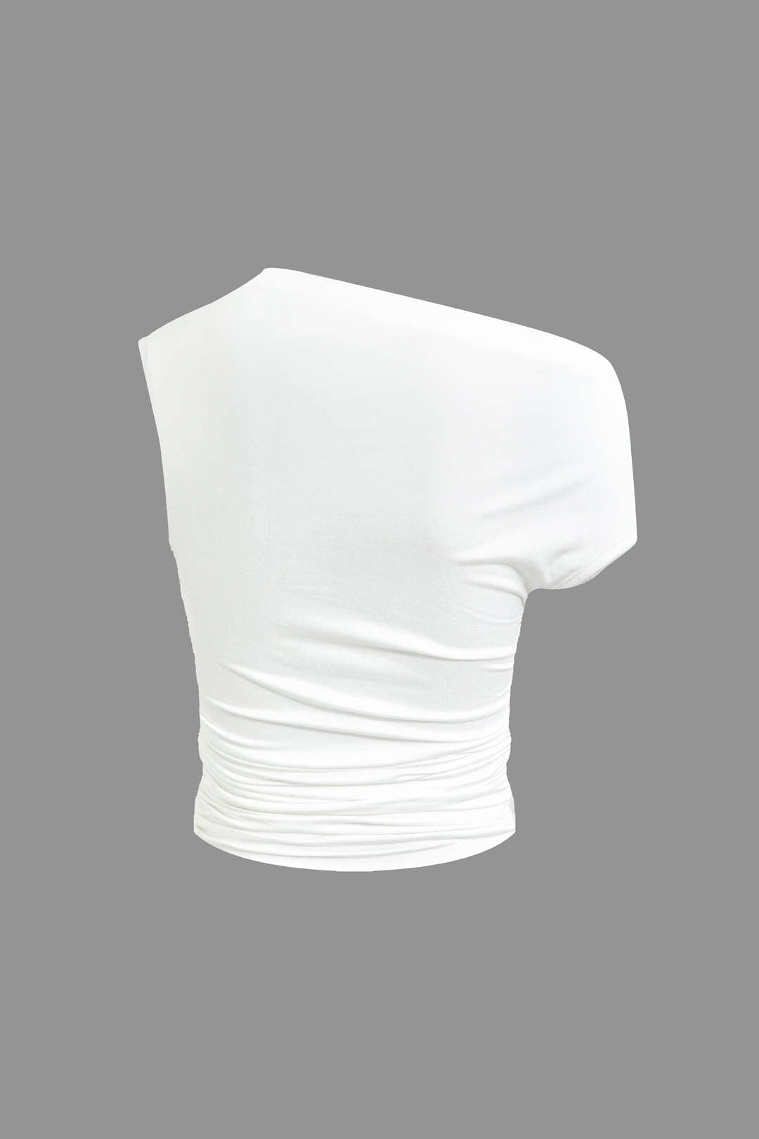 Basic Asymmetrical Ruched Crop Top And Tie Mini Skirt Set