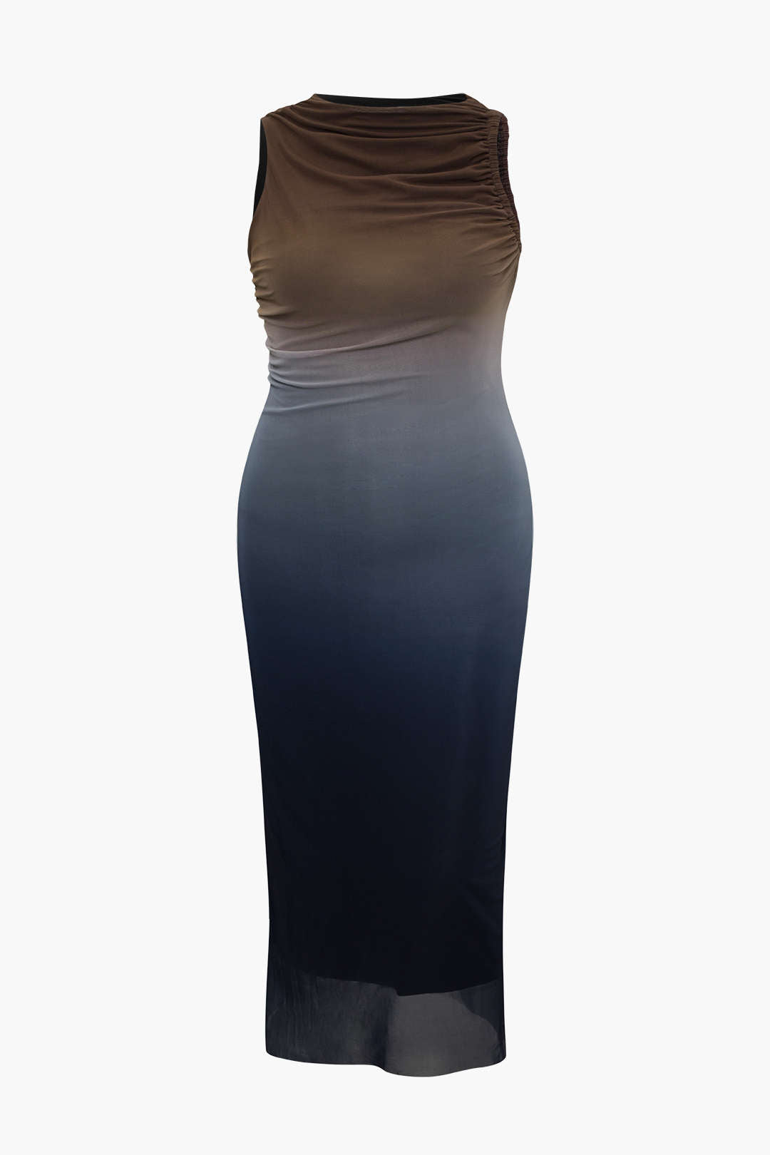 Plus Size Ombre Print Ruched Tank Maxi Dress