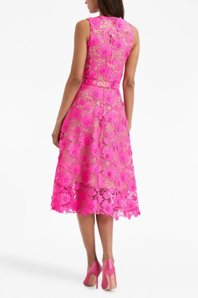 Ariza Rose Embroidery Midi Dress