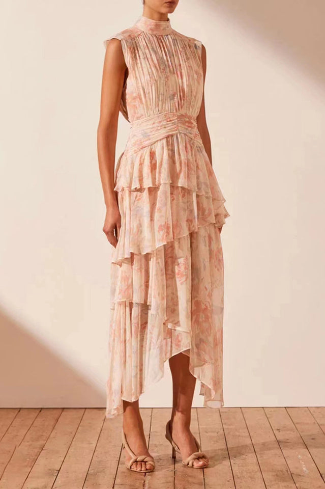 Faye Sleeveless Ruched Midi Dress