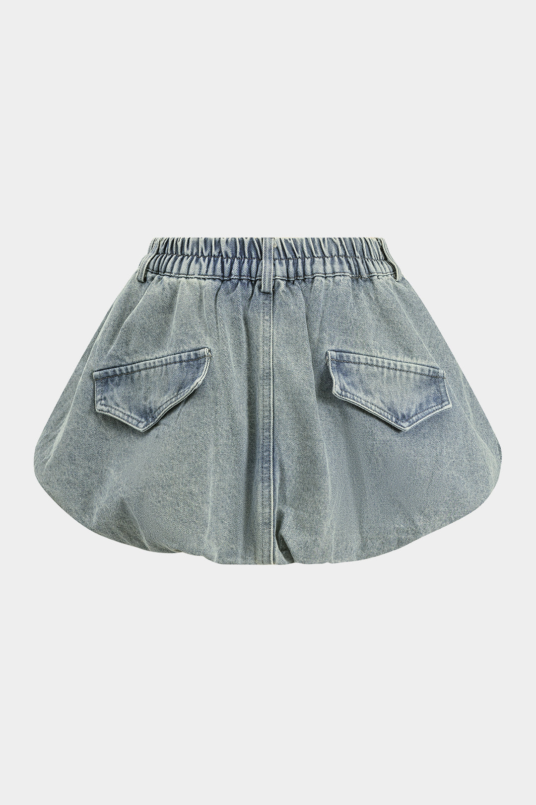 Denim Ruched Flap Pocket Skirt