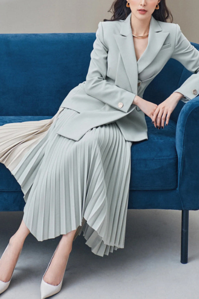Blaire Gray Ruched Blazer Set