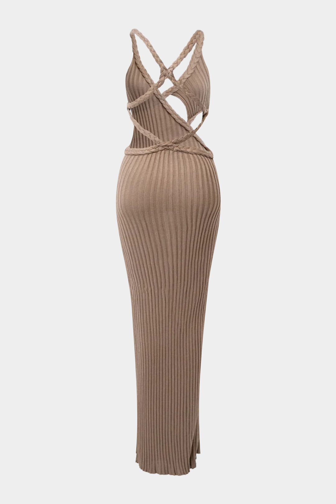 Asymmetrical Braided Backless Sleeveless Maxi Dress