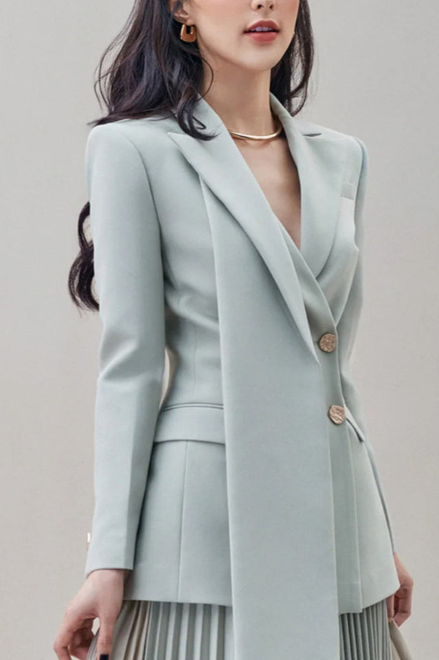 Blaire Gray Ruched Blazer Set