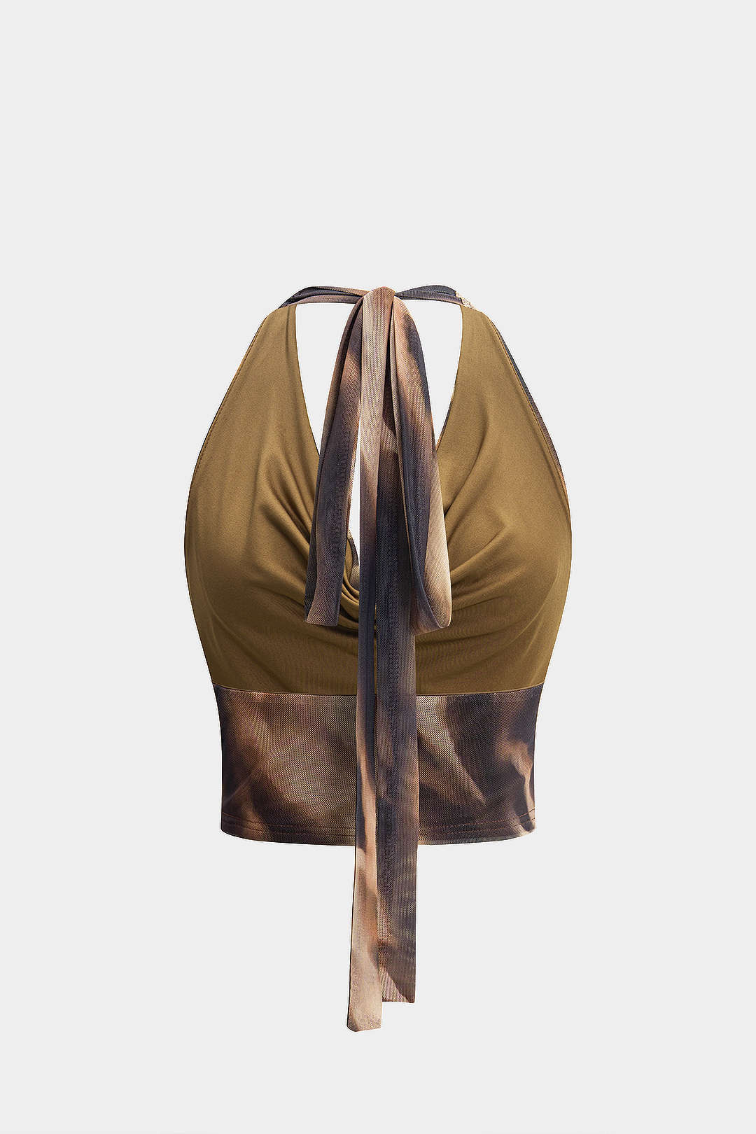 Leopard Print Mesh Backless Tie Back Cami Top