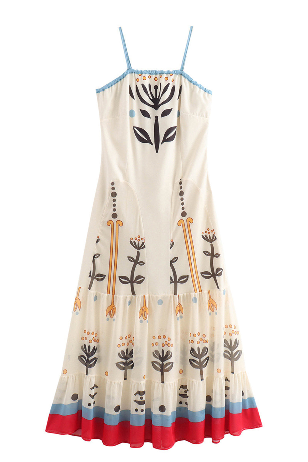 Artistic Print Slip Midi Dress