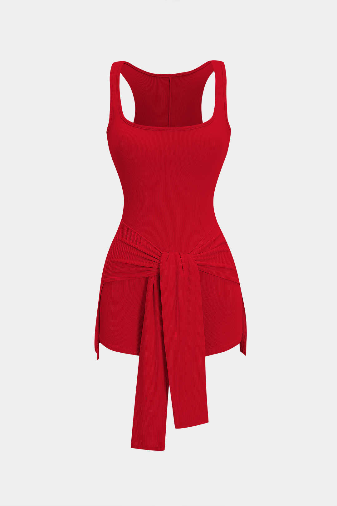 Ruched Tie-Up Square Neck Sleeveless Romper