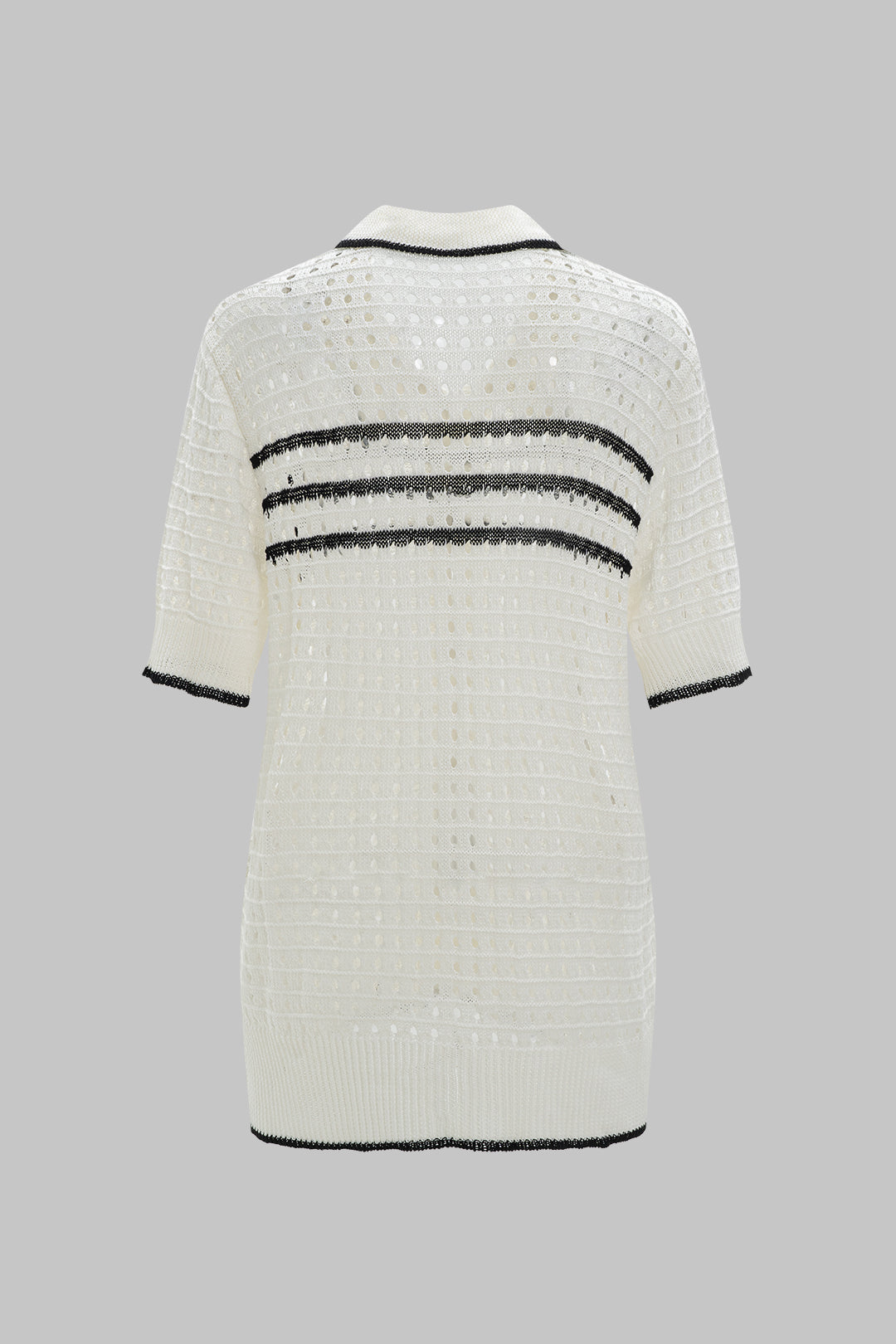 Knit Contrast Cut Out Short Sleeve T-Shirt
