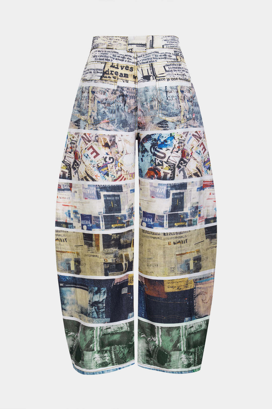 Retro Pattern Low Waist Barrel Trousers