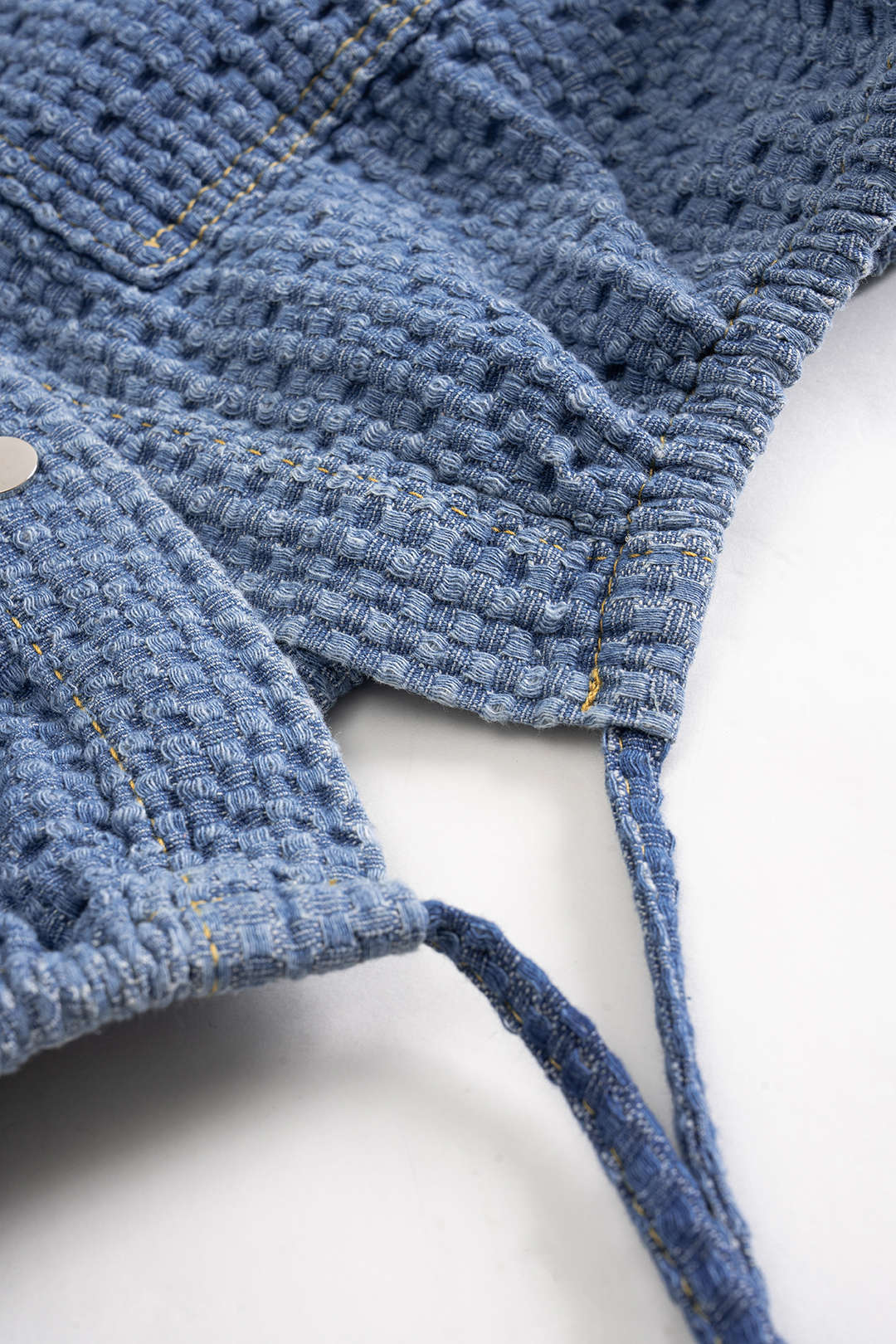 Denim Drawstring Button Vest