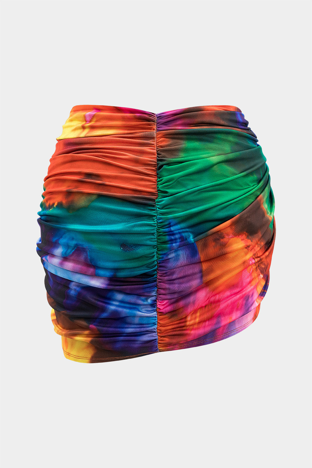 Plus Size Tie Dye Print Ruched Twist Knot Skirt