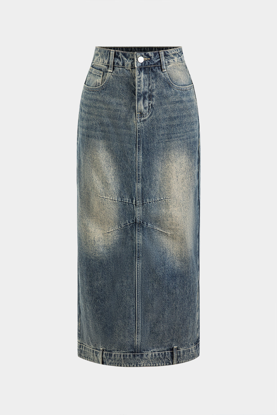 Denim High Waist Button Pocket Skirt
