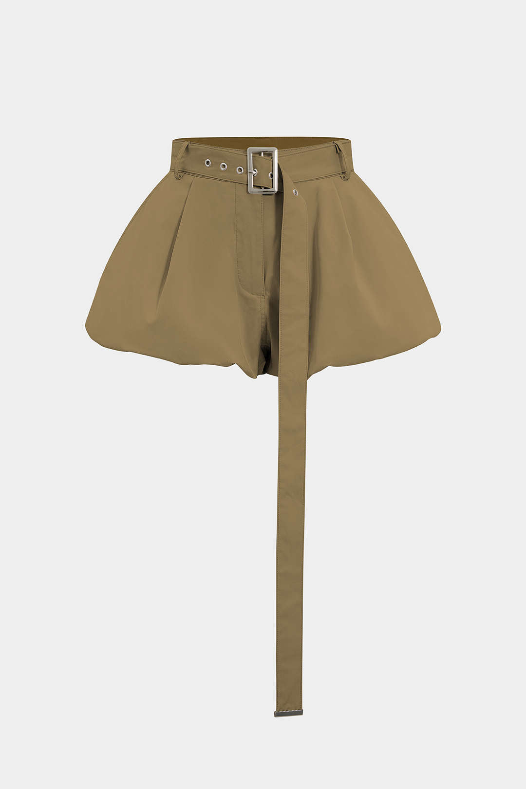 Solid Belted Shorts