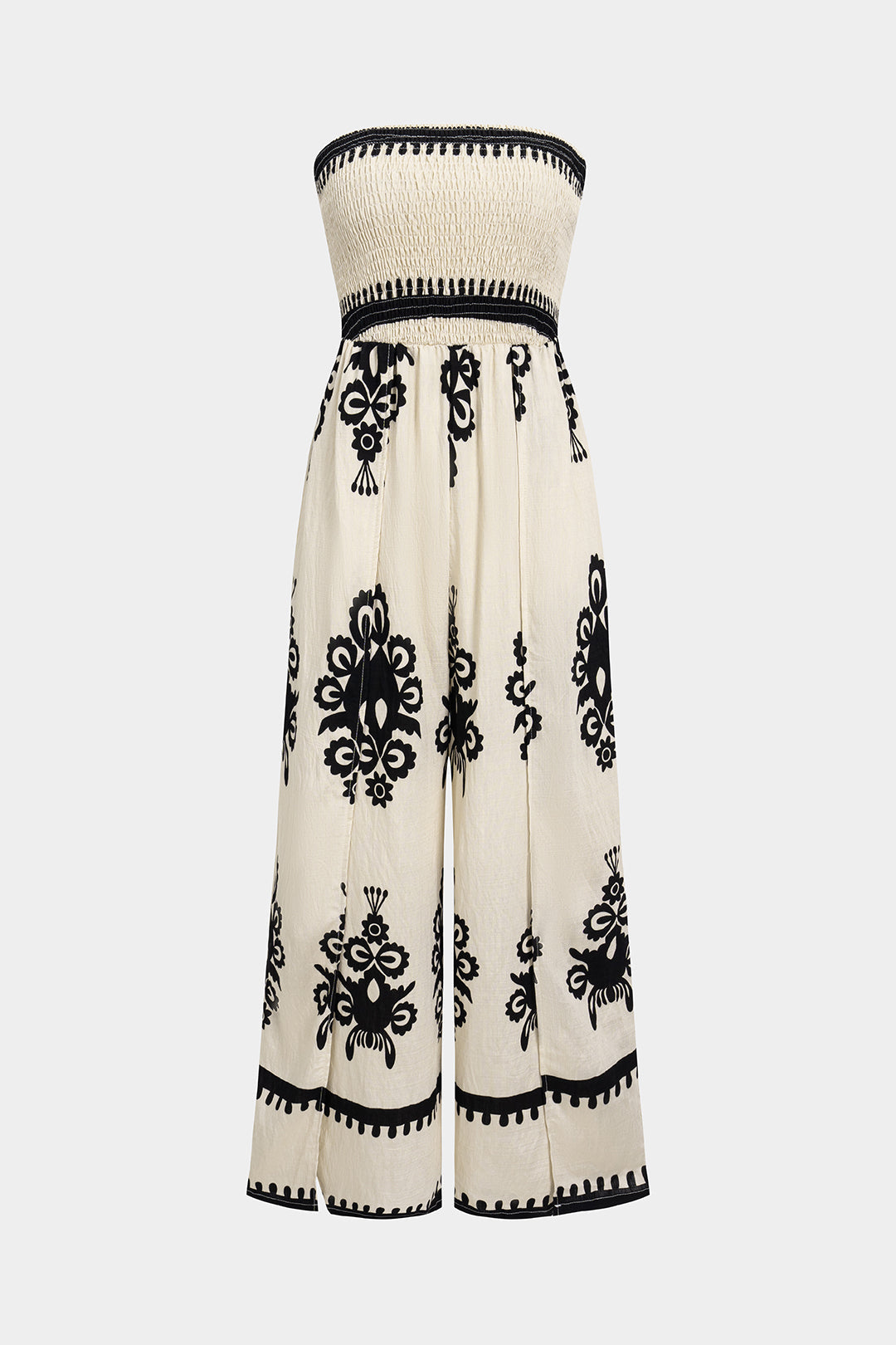 Retro Print Sleeveless Wide Leg Jumpsuit
