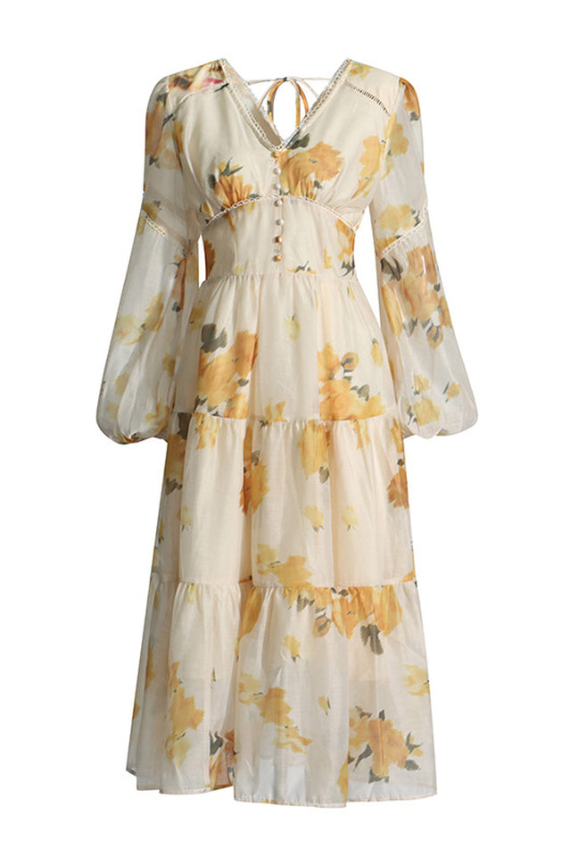 Elegant Floral Tea Dress