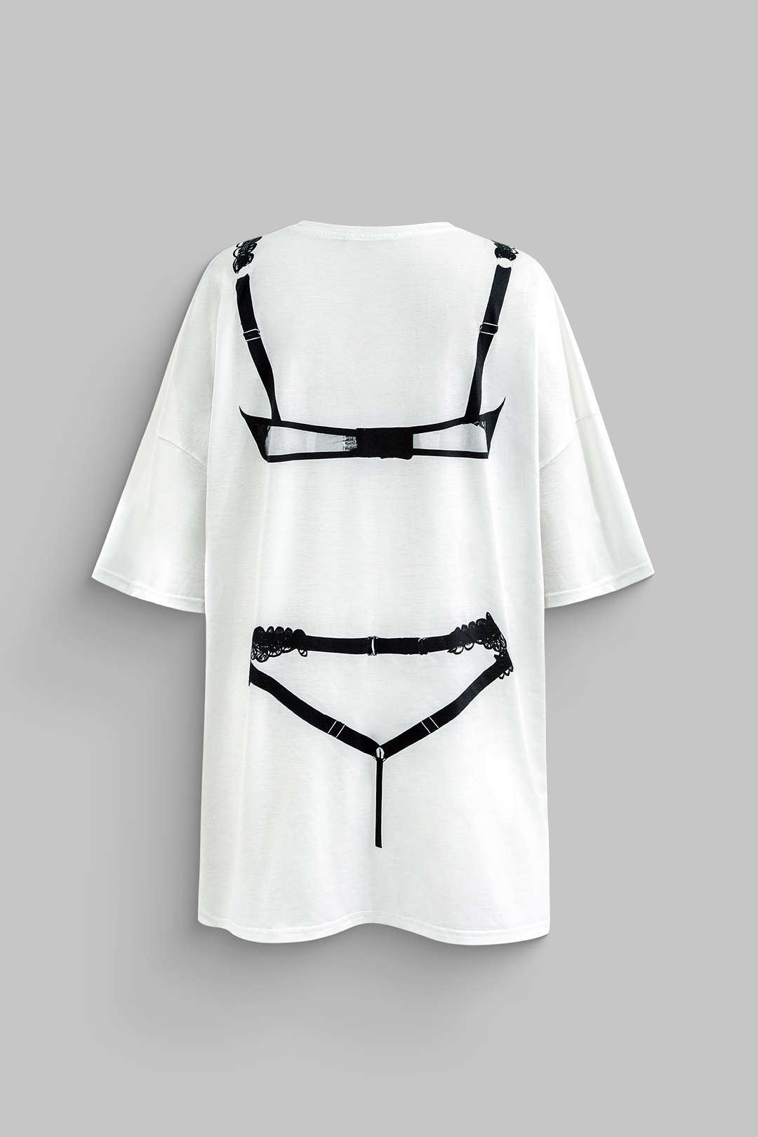 Bikini Print Round Neck Mini T-shirt Dress