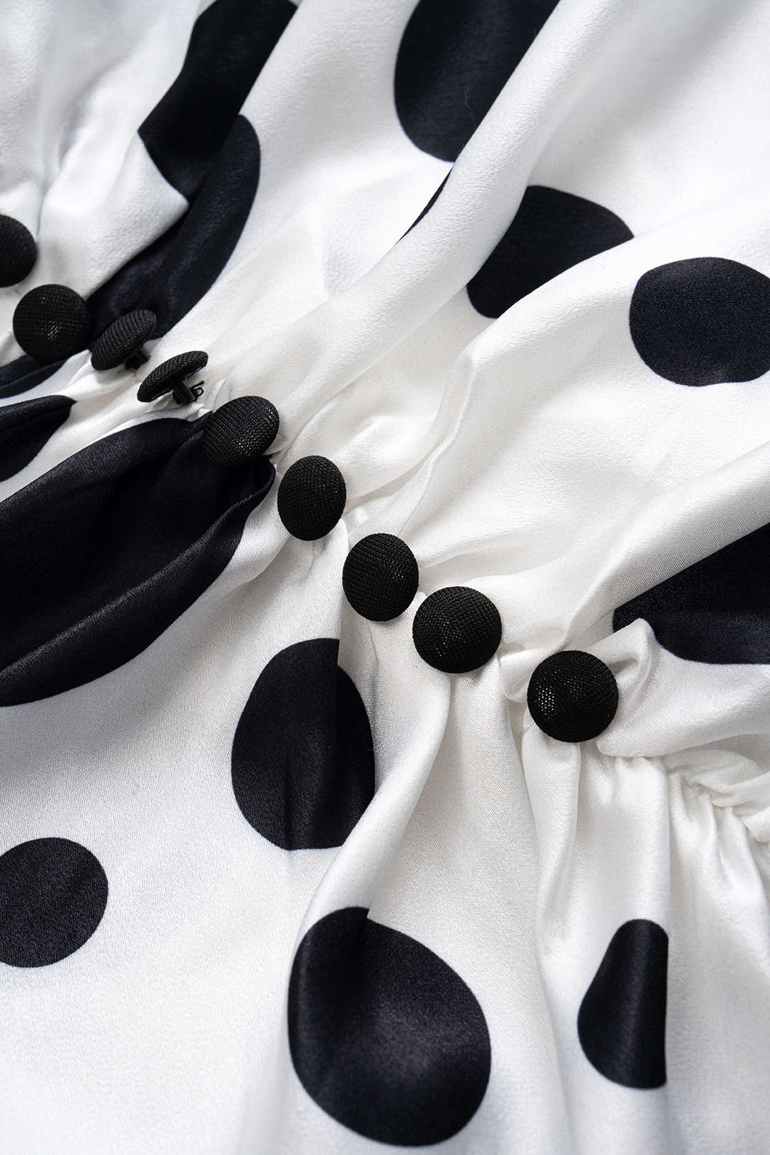 Polka Dots Print Satin Ruched Patchwork Sleeveless Maxi Dress