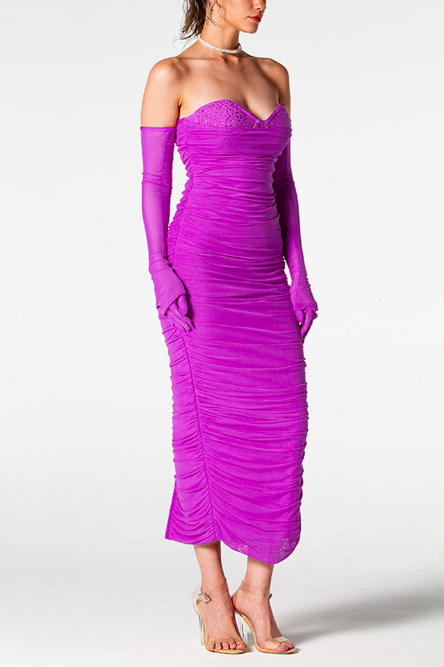 Adeline Grape Midi Halter Neck Dress