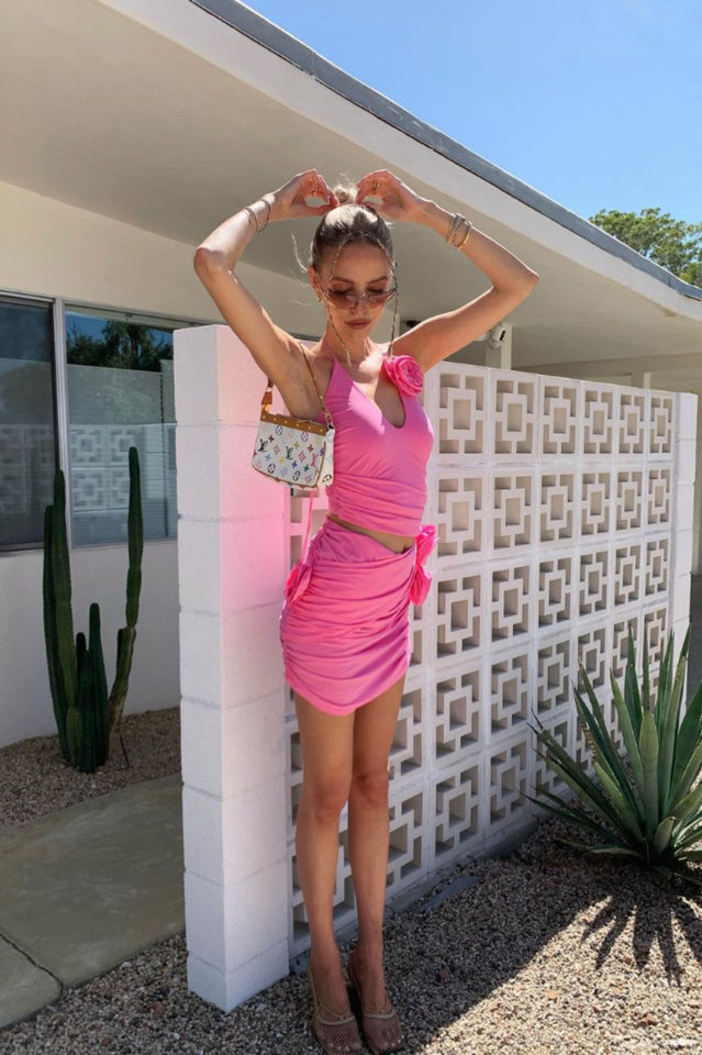 Flower Appliqué Cut Out Minidress