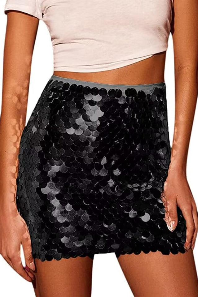 Disc Sequin Mini Skirt