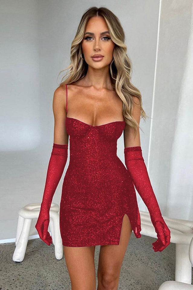 Georgia Shiny Dress With Gloves