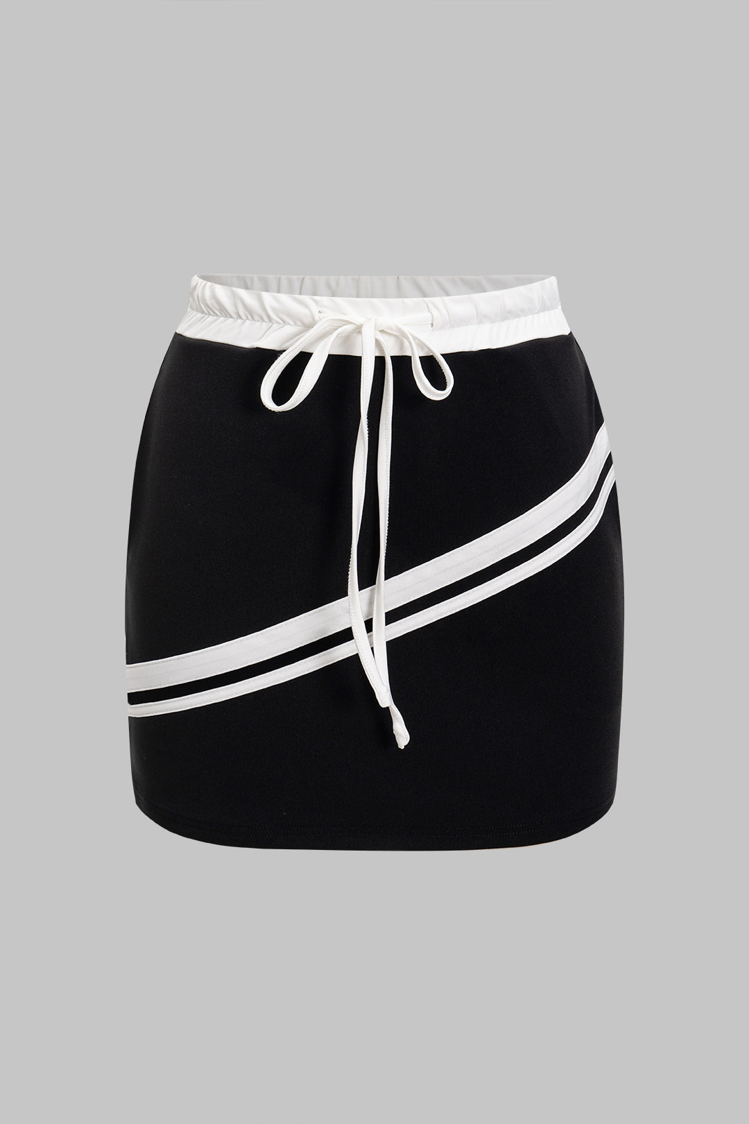 Contrast Zipper Tank Top And Tie-Up Skirt Set