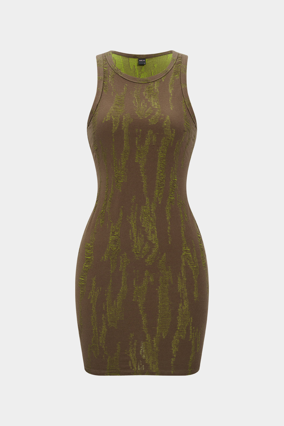 Ripped Round Neck Sleeveless Mini Dress