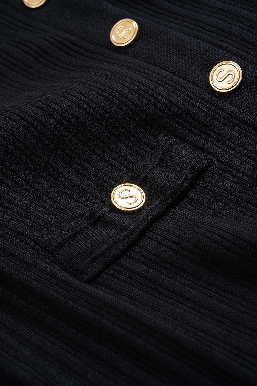 Knit Single-Breasted Long Sleeve Dress