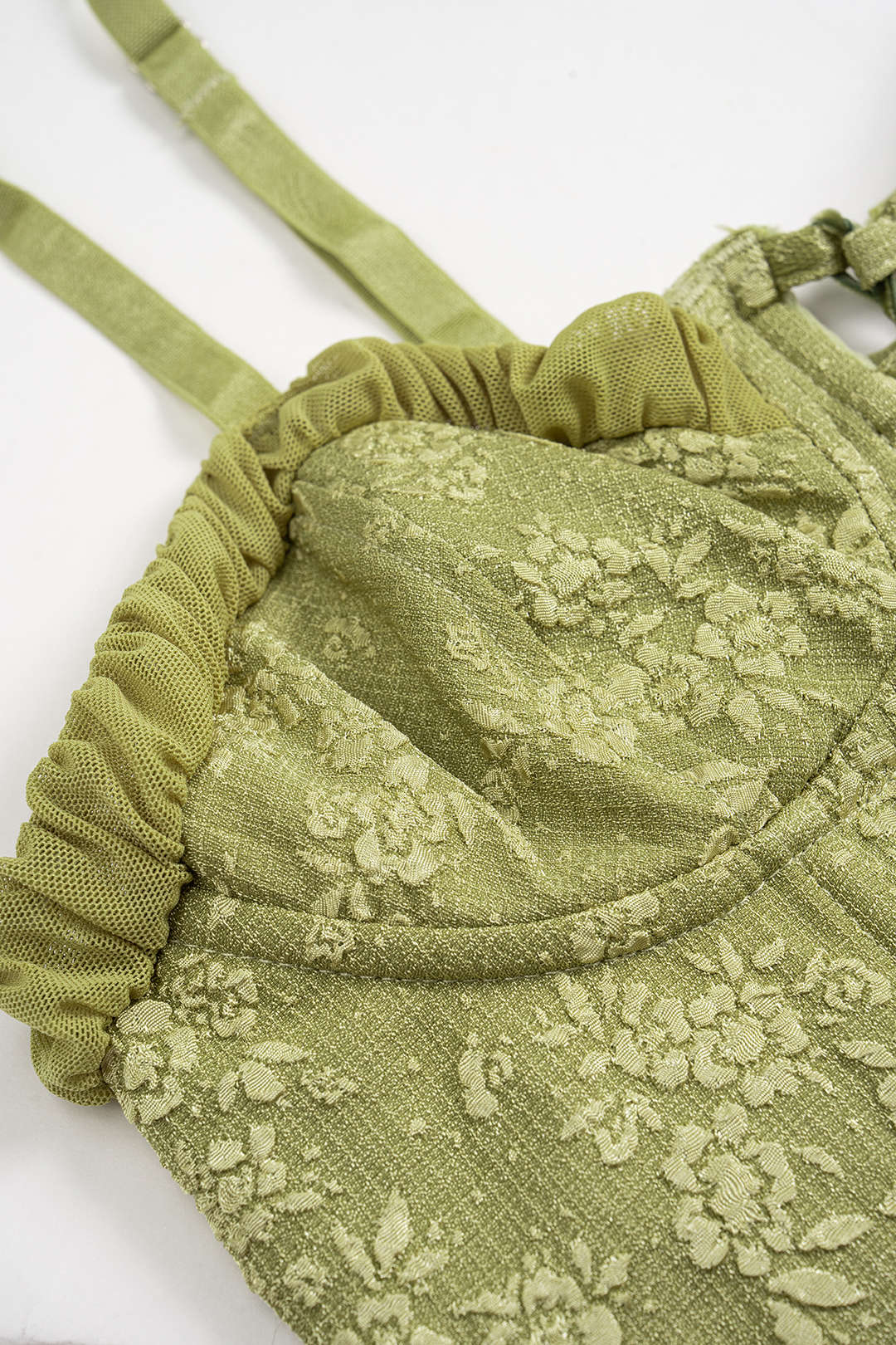 Jacquard Bustier Tie-Up Corset Slip Cami Top