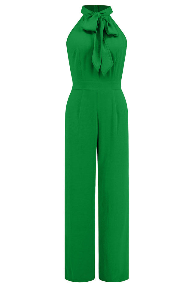 Sleek Bowknot Halter Neck Jumpsuit