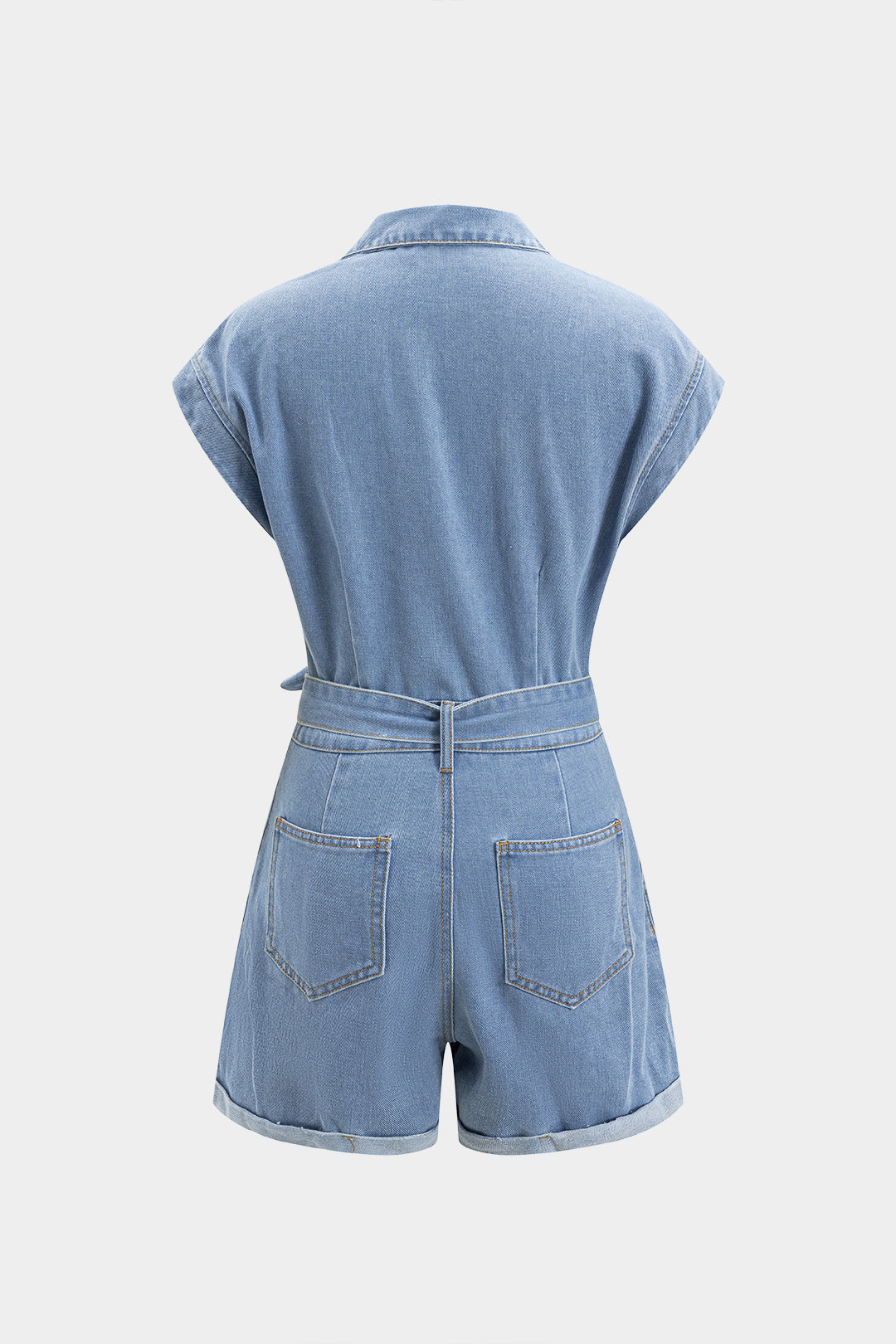 Denim Pocket Tie-Front Romper