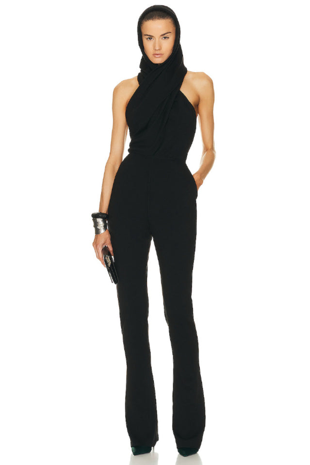 Backless Hooded Jumpsuit With Slip Pockets