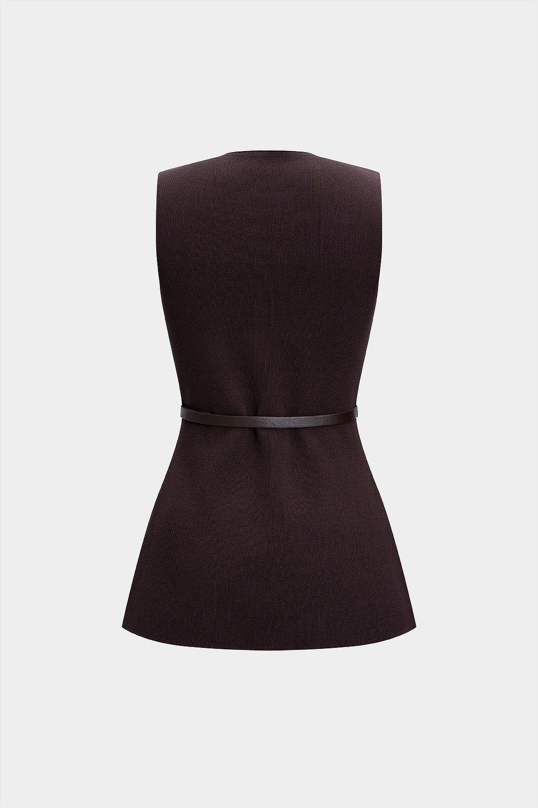Knit Belted Fake Pockets Tank Top