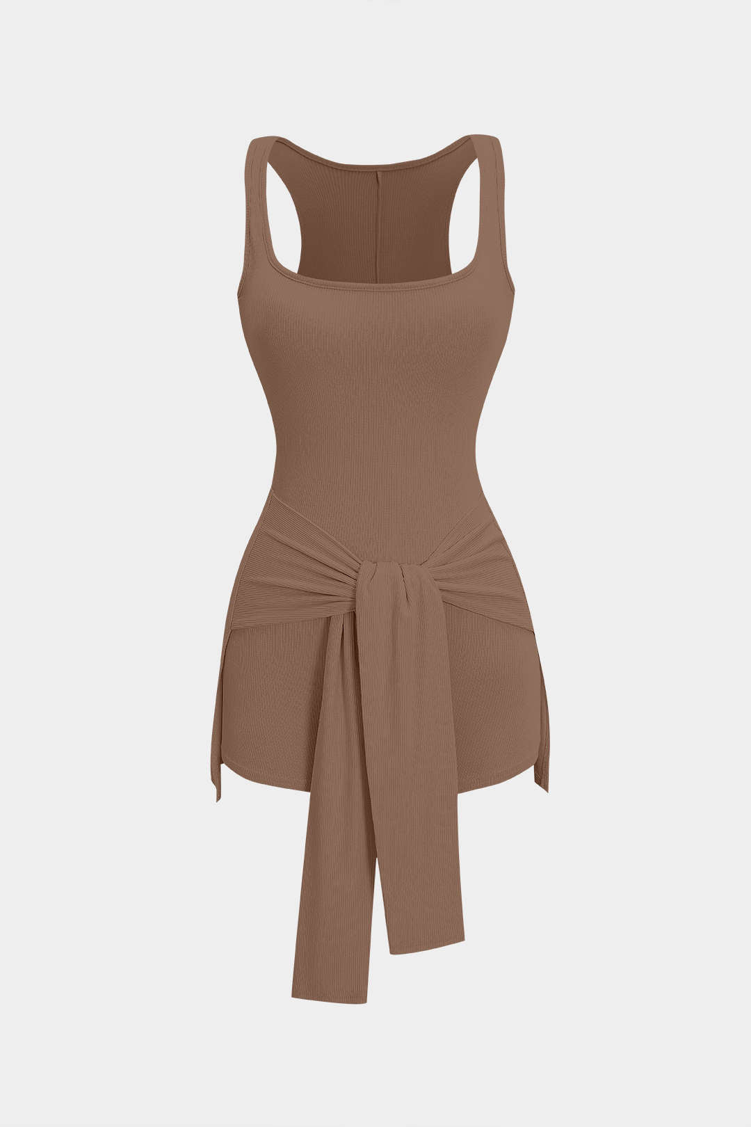 Ruched Tie-Up Square Neck Sleeveless Romper
