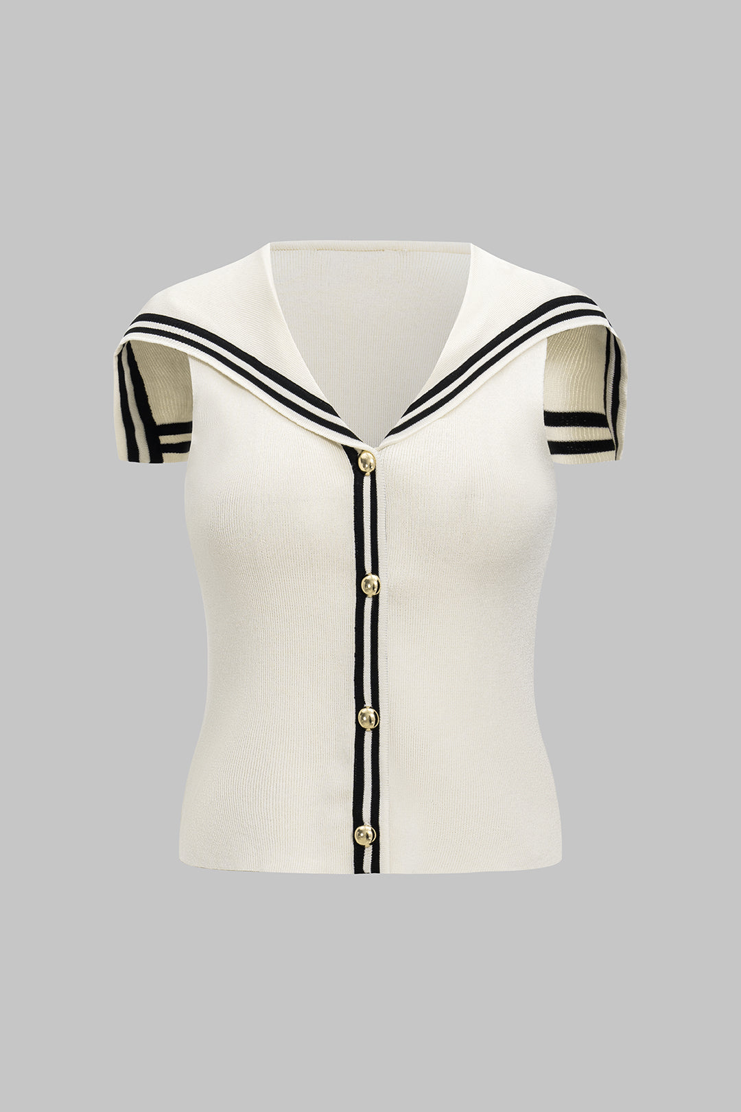 Knit V-Neck Contrast Button Tank Top
