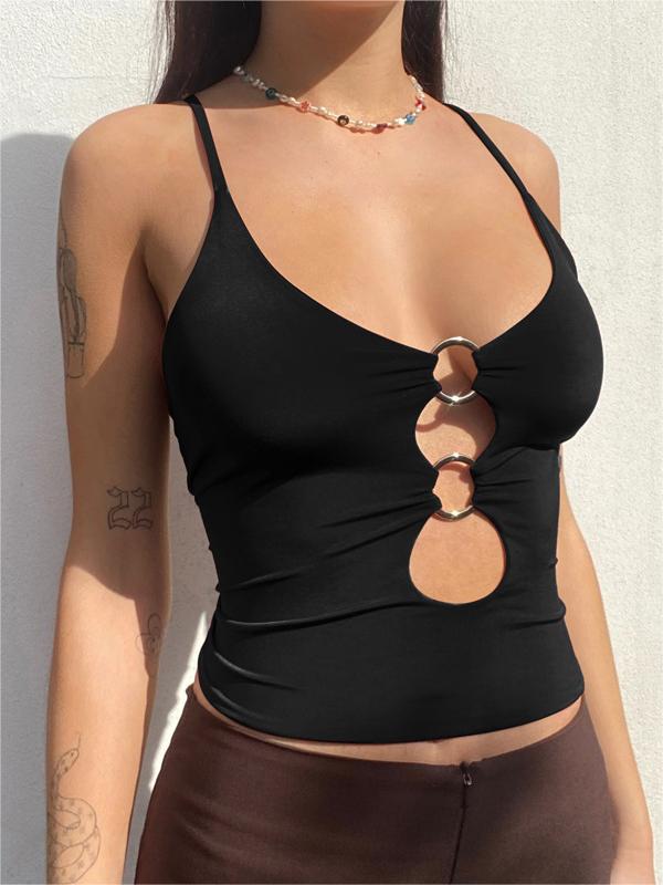 Cut-Out Crop Cami Top with O-Ring Design