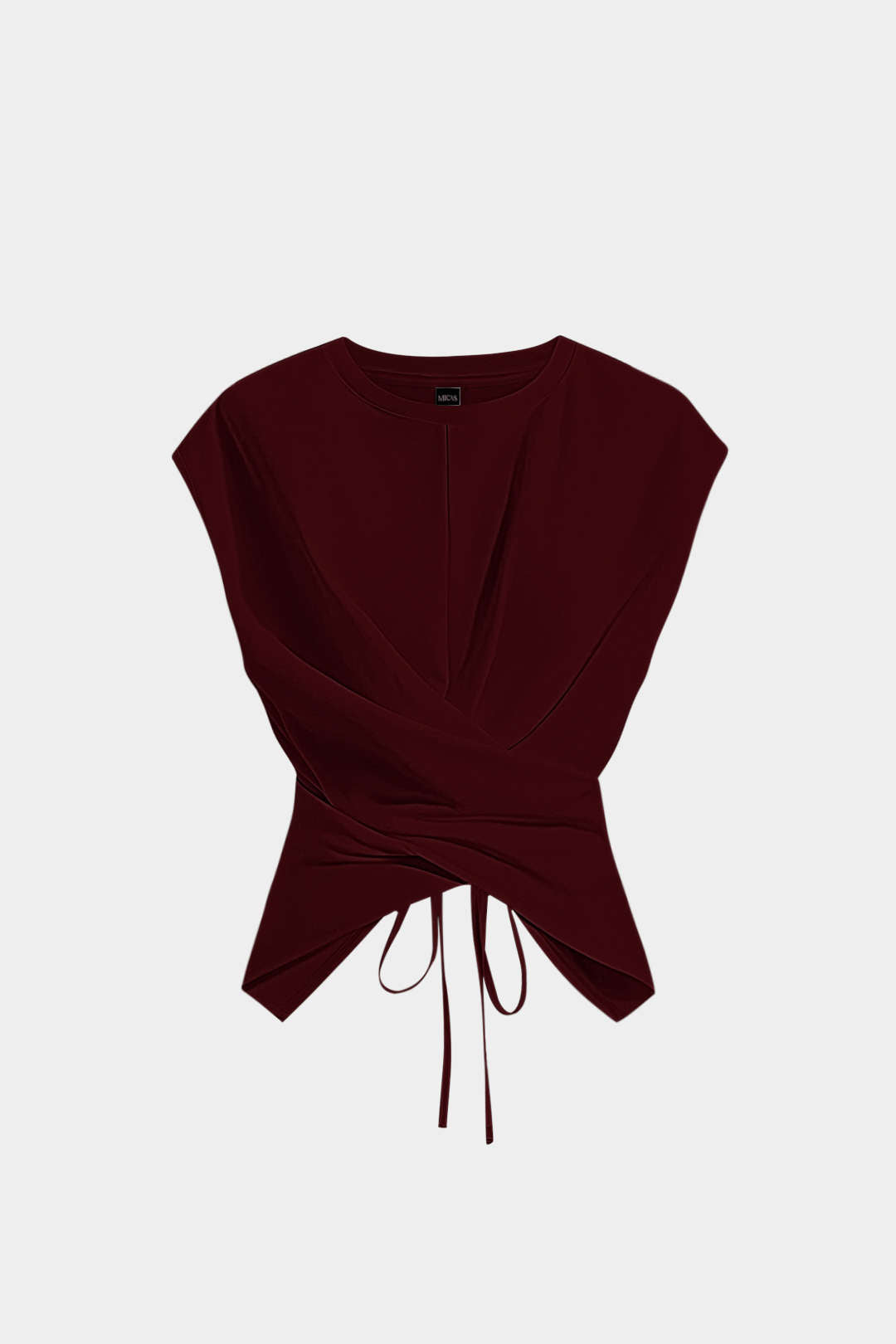 Solid Ruched Tie-Up Crossed T-Shirt