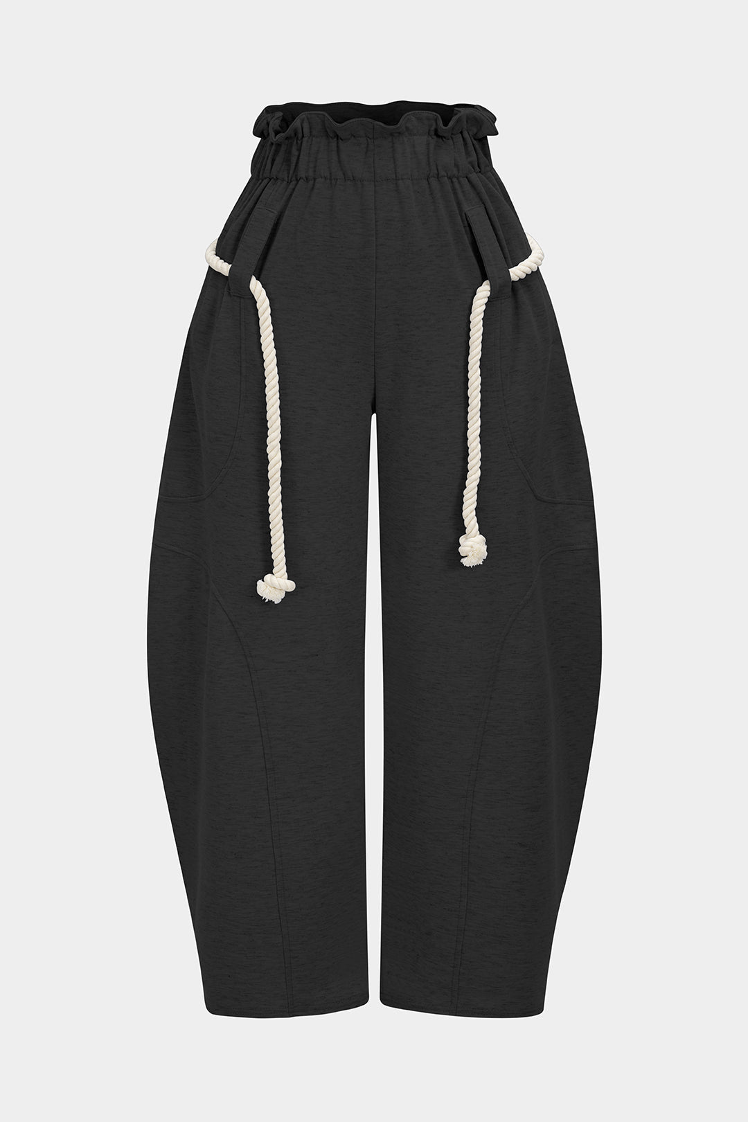 Belted Drawstring Barrel Trousers