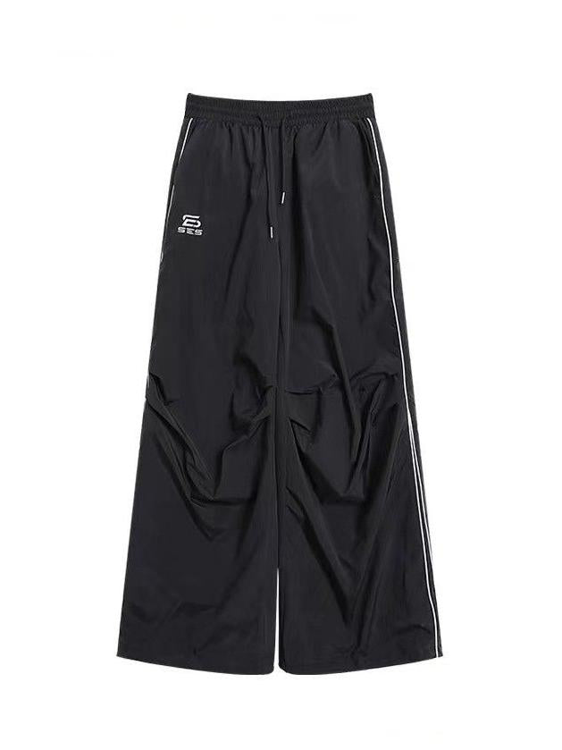 Vintage Piping Wide Leg Parachute Pants
