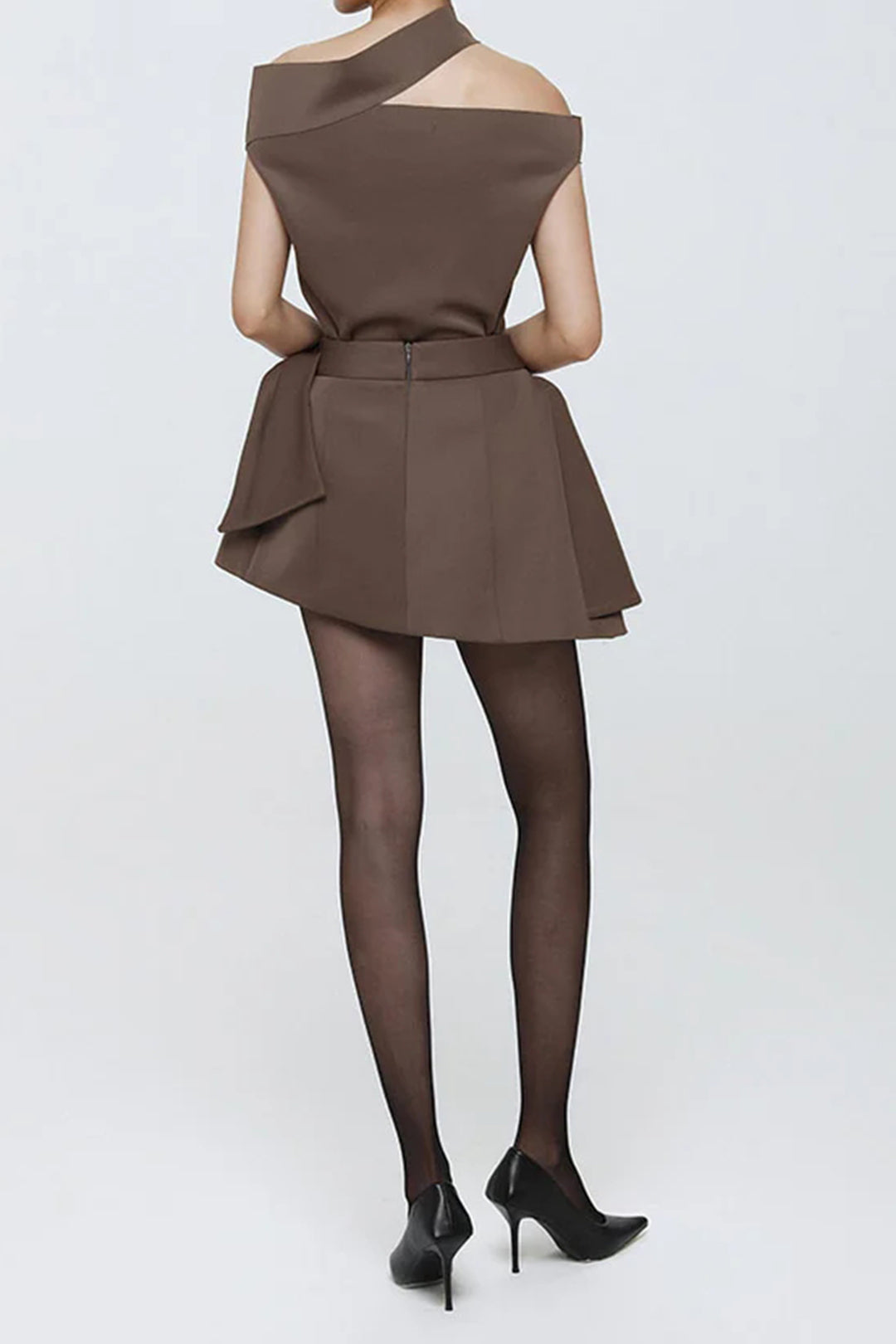 Asymmetrical Ruched Zipper Skirt